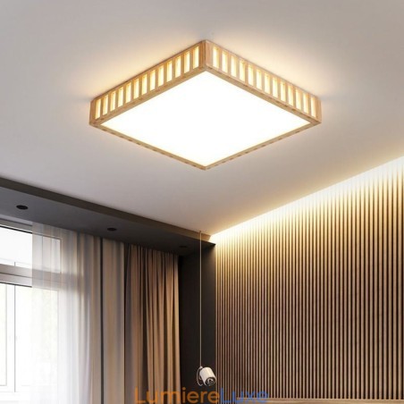 Plafonnier japonais carré en bois Plafonnier japonais carré en bois