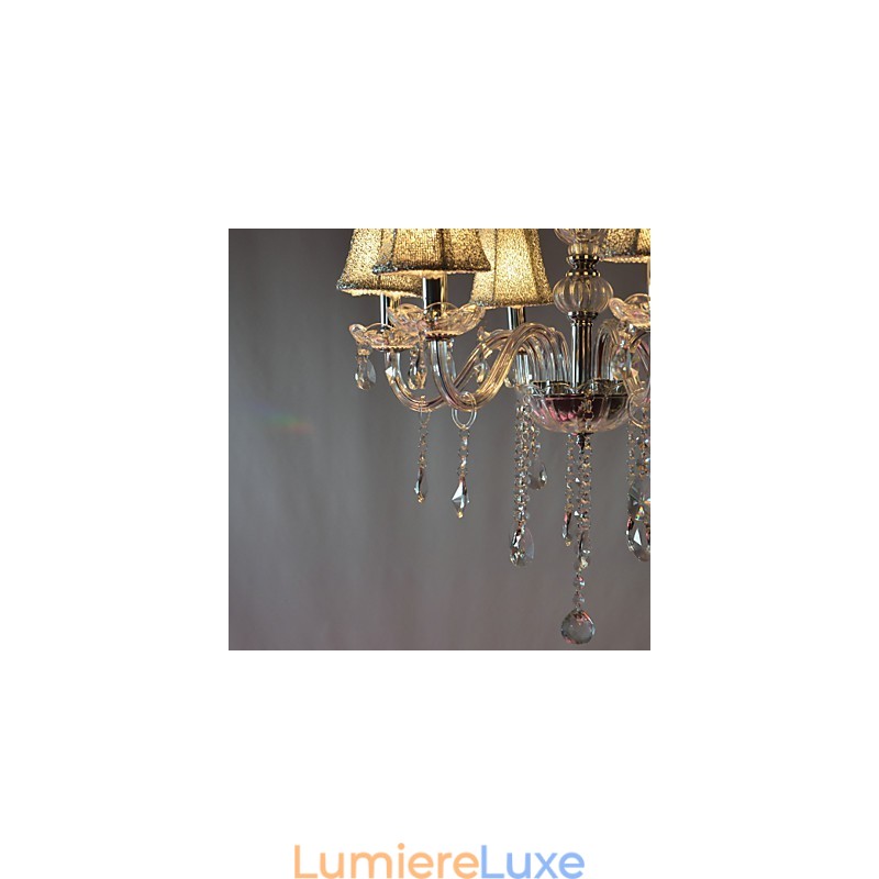 Lustre de luxe moderne à 6 lumières en cristal
