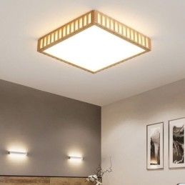 Plafonnier japonais carré en bois