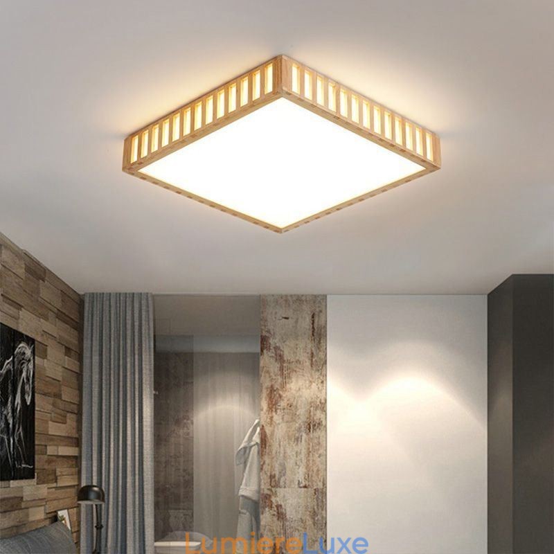 Plafonnier japonais carré en bois