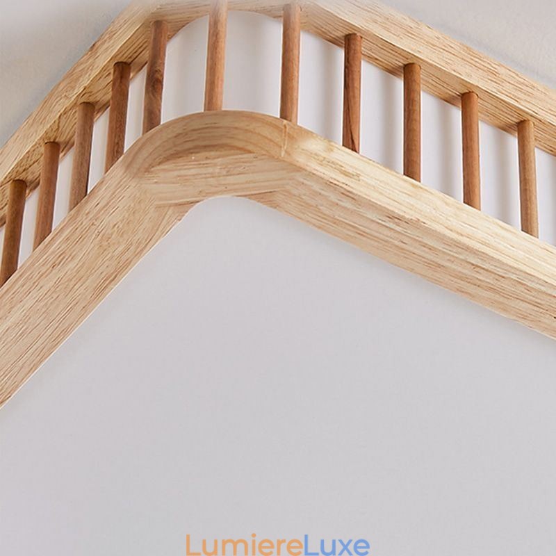 Plafonnier japonais carré en bois