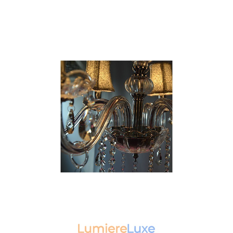 Lustre de luxe moderne à 6 lumières en cristal