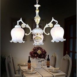 Lustre trois lumières blanc européen rétro classique