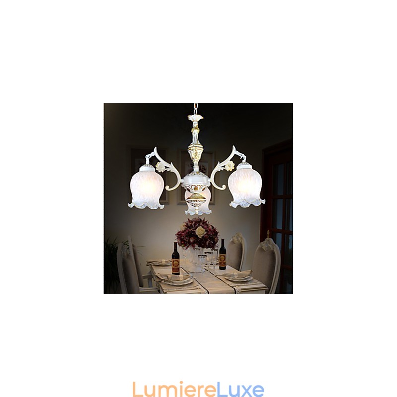 Lustre trois lumières blanc européen rétro classique