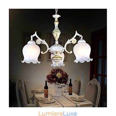 Lustre trois lumières blanc européen rétro classique Lustre trois lumières blanc européen rétro classique