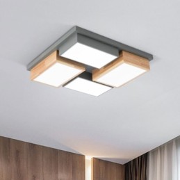 Plafonnier moderne en bois géométrique