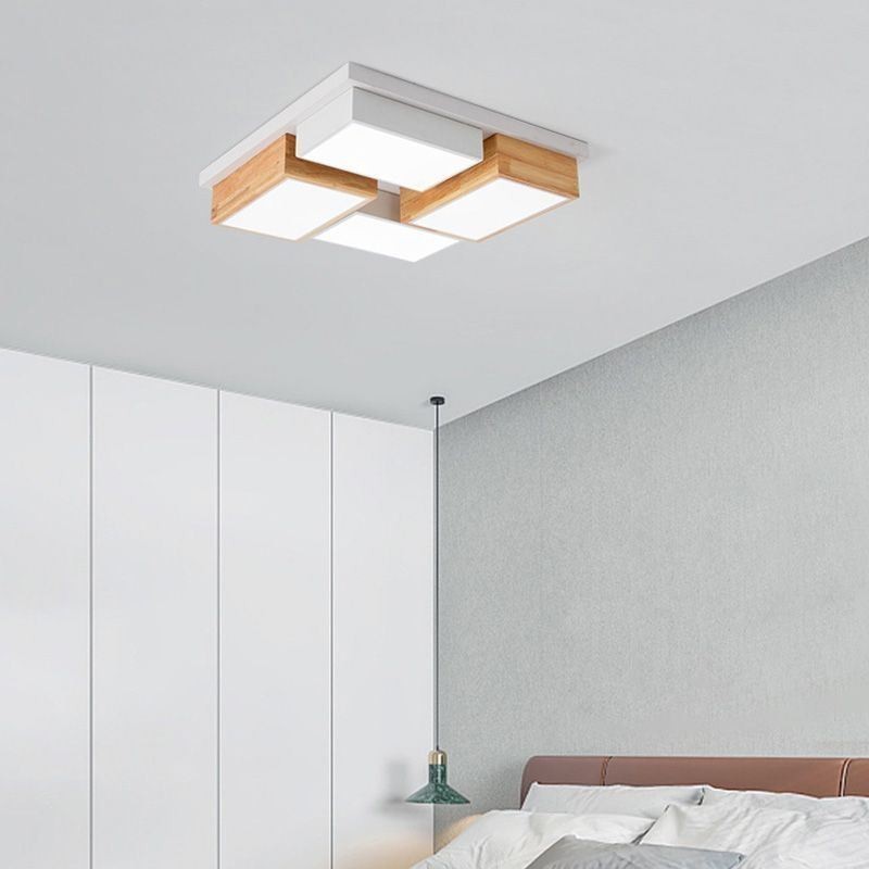 Plafonnier moderne en bois géométrique