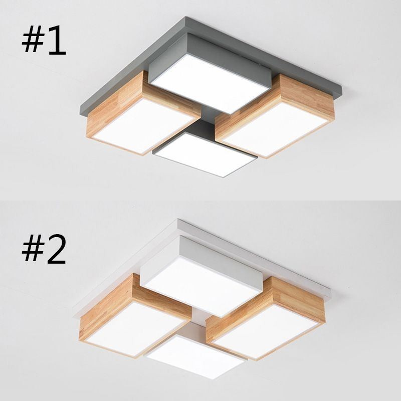 Plafonnier moderne en bois géométrique