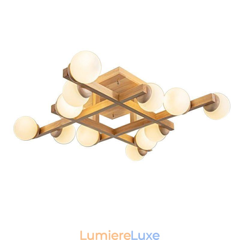 Plafonnier en bois japonais Lampe de plafond moléculaire Magic Bean
