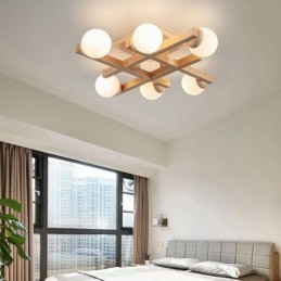 Plafonnier en bois japonais Lampe de plafond moléculaire Magic Bean