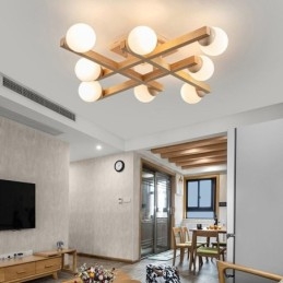 Plafonnier en bois japonais Lampe de plafond moléculaire Magic Bean