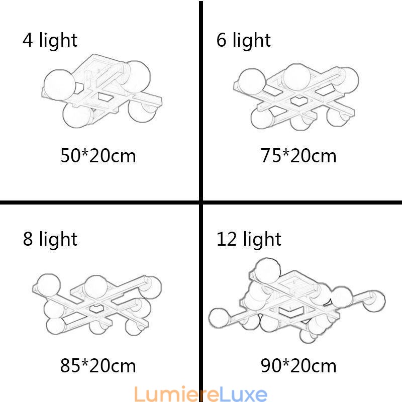 Plafonnier en bois japonais Lampe de plafond moléculaire Magic Bean