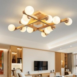 Plafonnier en bois japonais Lampe de plafond moléculaire Magic Bean