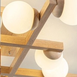 Plafonnier en bois japonais Lampe de plafond moléculaire Magic Bean