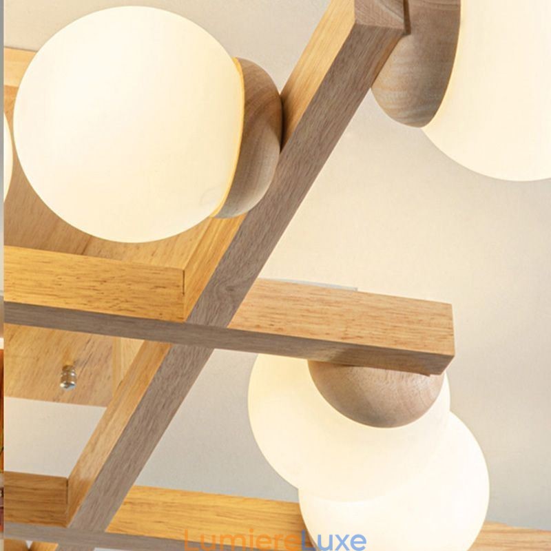 Plafonnier en bois japonais Lampe de plafond moléculaire Magic Bean
