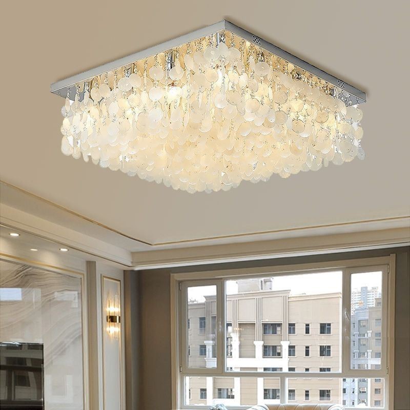 Plafonnier moderne en forme de coquille blanche, lustre encastré