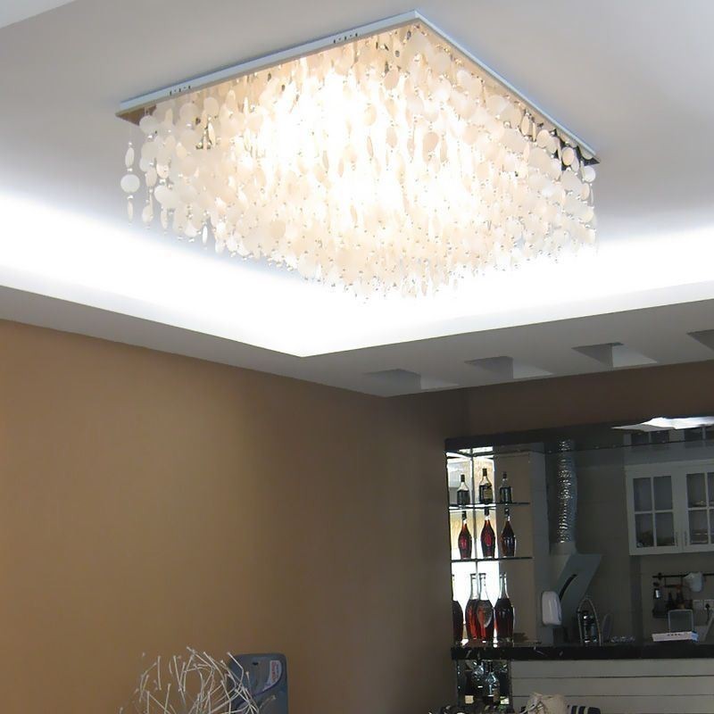 Plafonnier moderne en forme de coquille blanche, lustre encastré