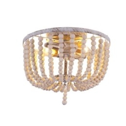 Plafonnier encastré à 3 lumières avec perles en bois de style ferme