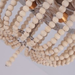 Plafonnier encastré à 3 lumières avec perles en bois de style ferme