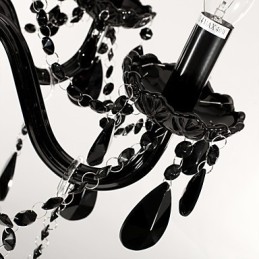 Lustre moderne en cristal noir à 6 lumières