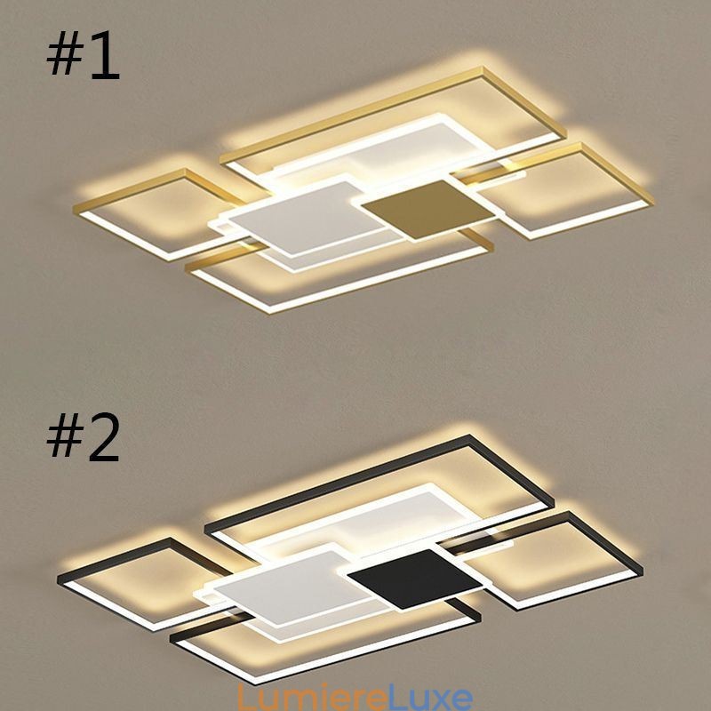 Plafonnier géométrique moderne à encastrer doré à 2 niveaux