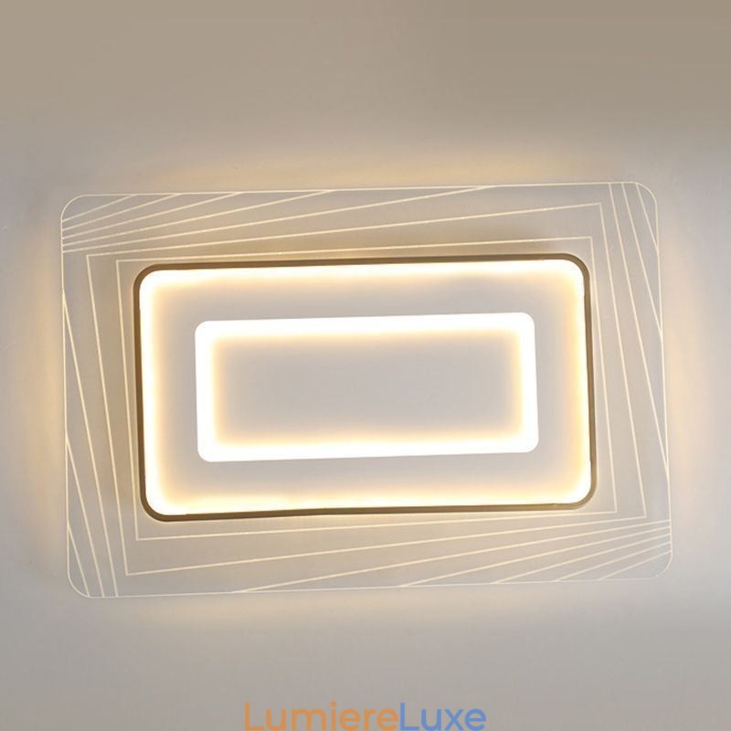 Plafonnier rectangulaire encastré, plafonnier minimaliste ultra-mince en acrylique