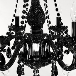 Lustre moderne en cristal noir à 6 lumières