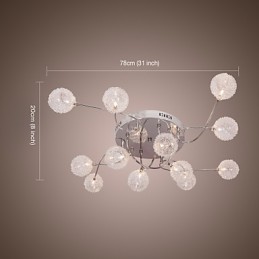 Plafonnier en fer G4 à 12 ampoules avec abat-jour en aluminium