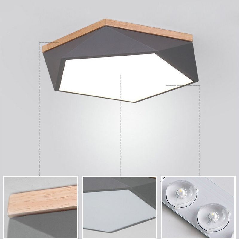 Plafonnier moderne en forme de diamant, design à intensité variable, montage encastré