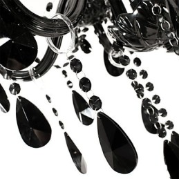 Lustre moderne en cristal noir à 6 lumières