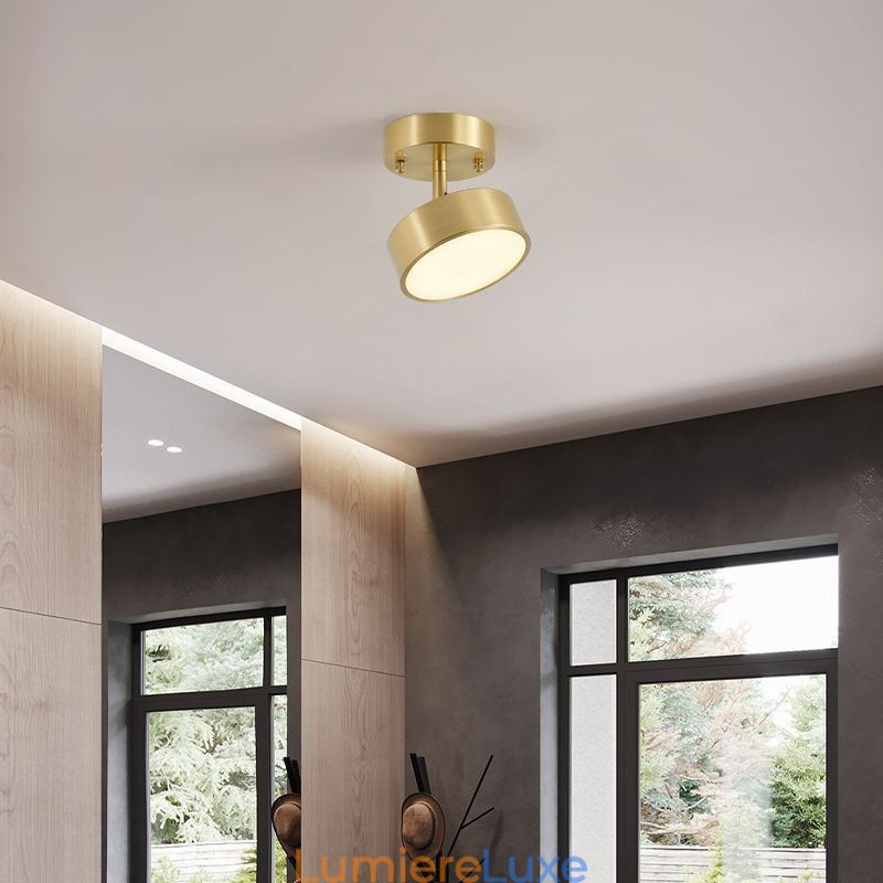 Mini plafonnier rond en cuivre doré
