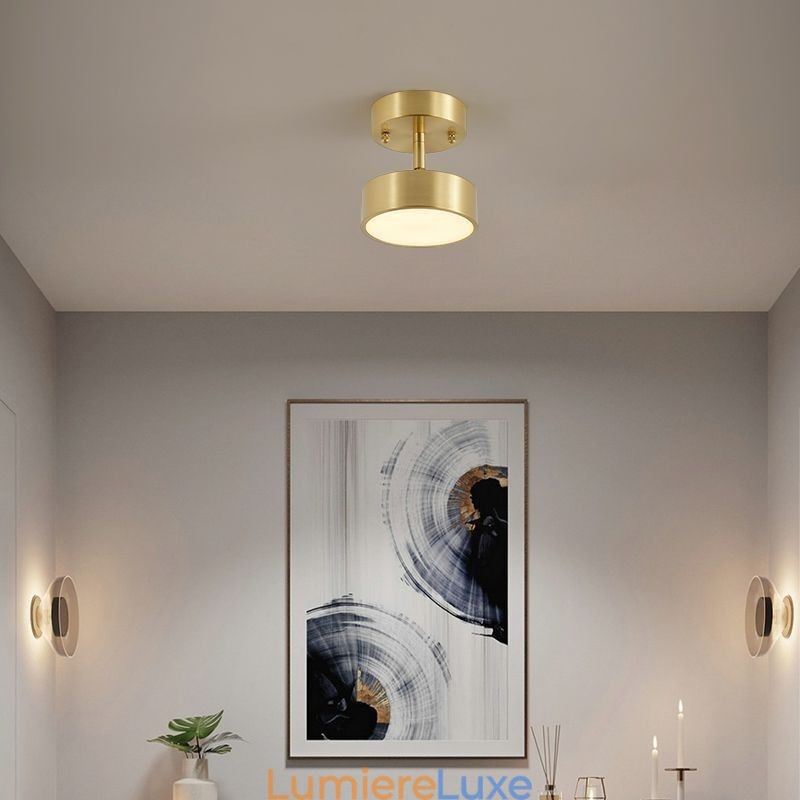 Mini plafonnier rond en cuivre doré
