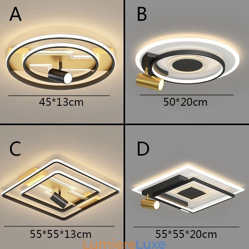 Plafonnier encastré géométrique en acrylique avec projecteur