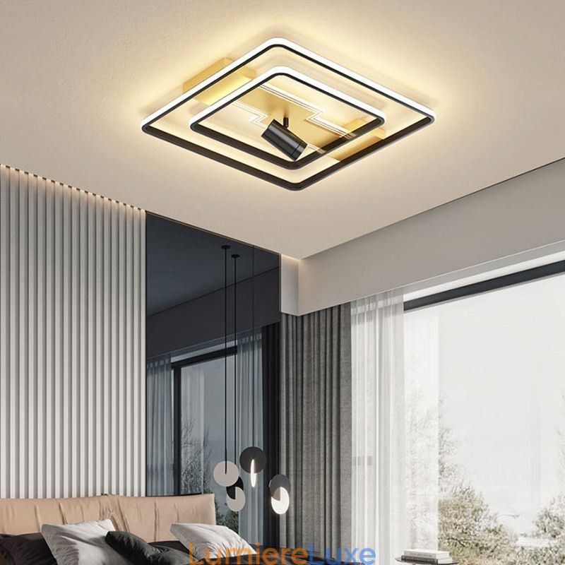 Plafonnier encastré géométrique en acrylique avec projecteur