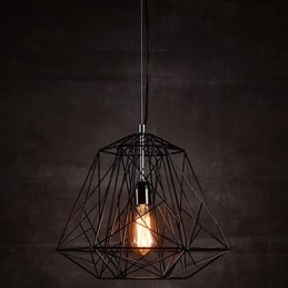 Suspension avec abat-jour tressé noir