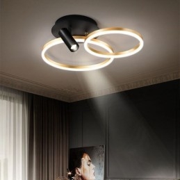 Plafonnier en or brossé avec anneau halo et spot lumineux