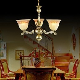 Lustre trois lumières bronze européen rétro classique