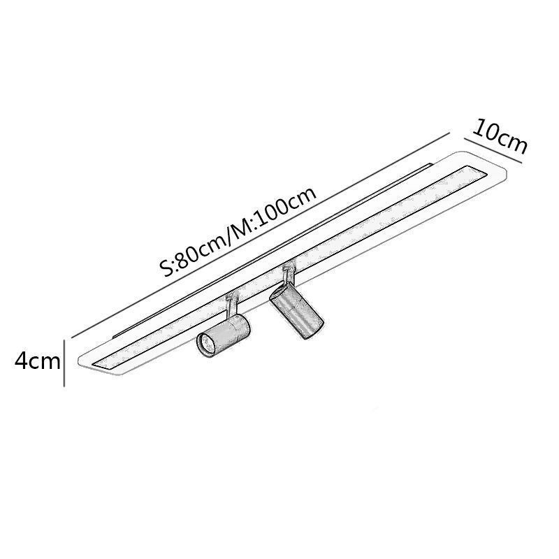 Plafonnier linéaire encastré en acrylique avec projecteur
