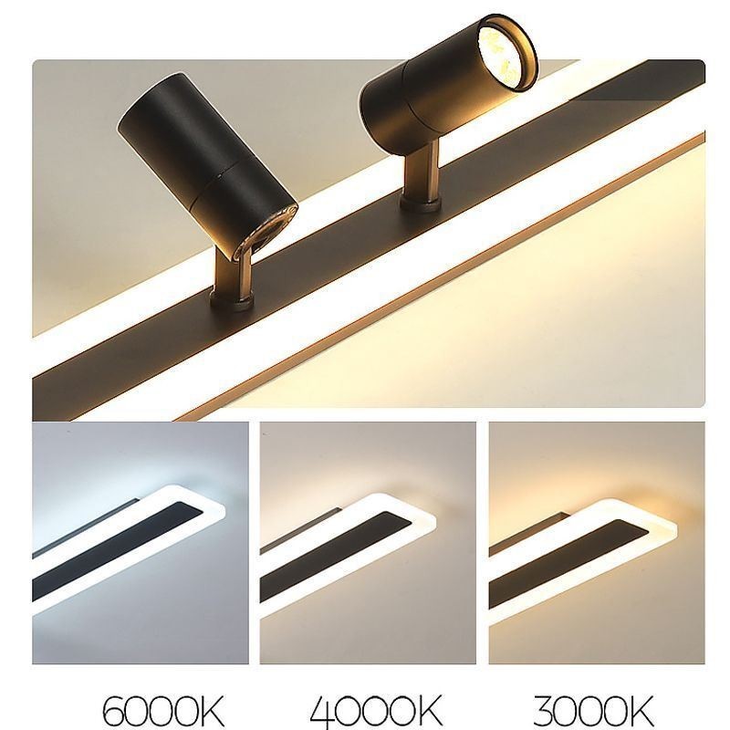 Plafonnier linéaire encastré en acrylique avec projecteur