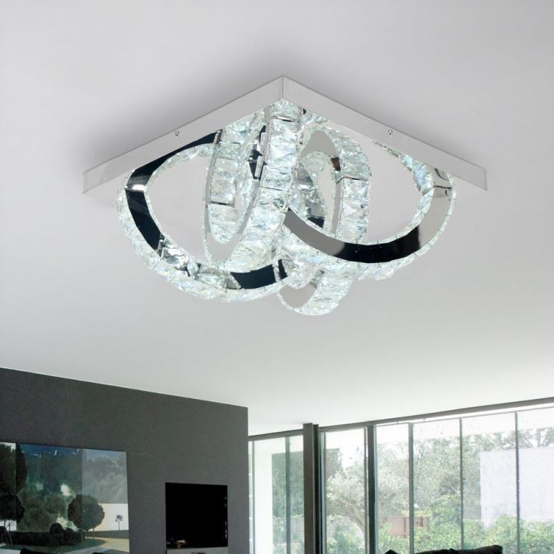 Plafonnier en cristal semi-encastré