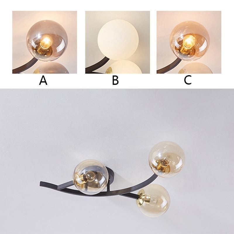 Plafonnier moderne minimaliste en forme de branche avec globe en verre