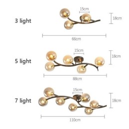 Plafonnier moderne minimaliste en forme de branche avec globe en verre