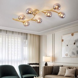 Plafonnier moderne minimaliste en forme de branche avec globe en verre