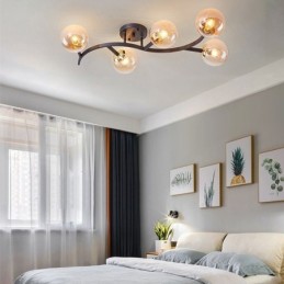 Plafonnier moderne minimaliste en forme de branche avec globe en verre