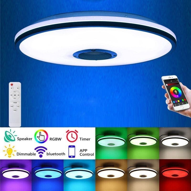 Plafonnier encastré coloré avec fonction de synchronisation du haut-parleur musical Bluetooth