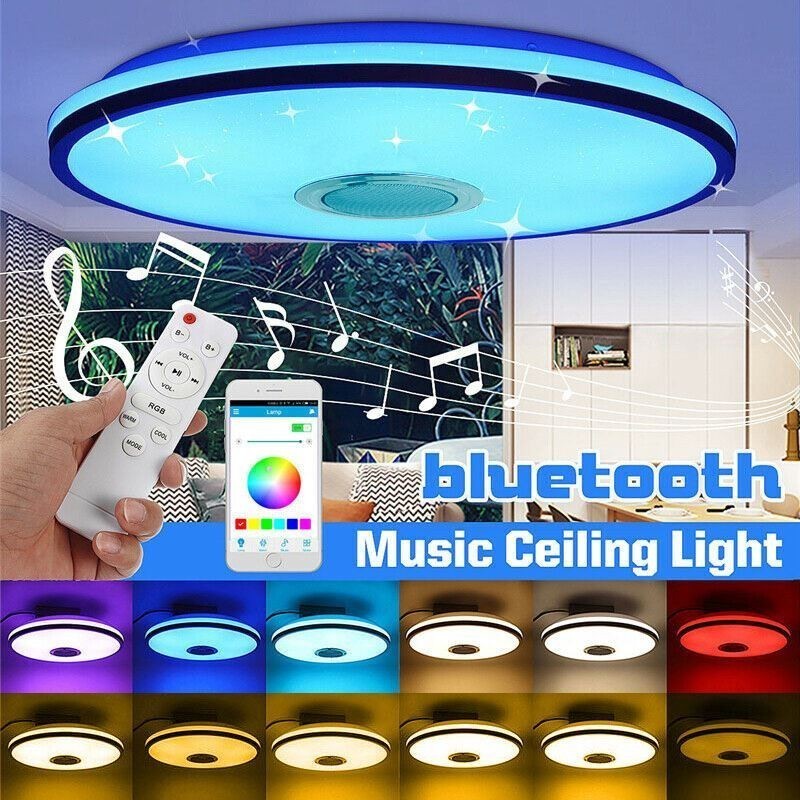 Plafonnier encastré coloré avec fonction de synchronisation du haut-parleur musical Bluetooth