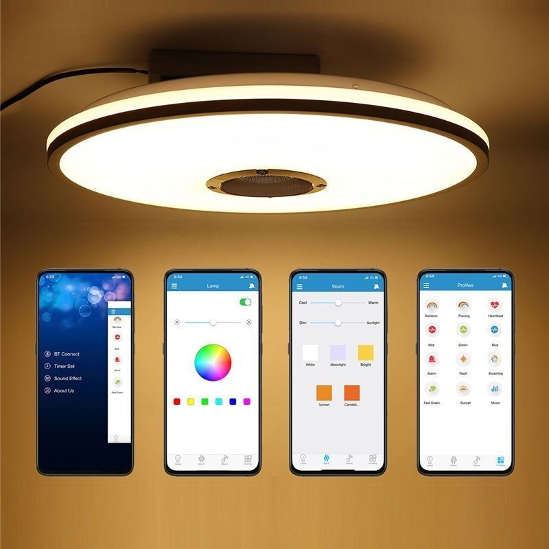 Plafonnier encastré coloré avec fonction de synchronisation du haut-parleur musical Bluetooth