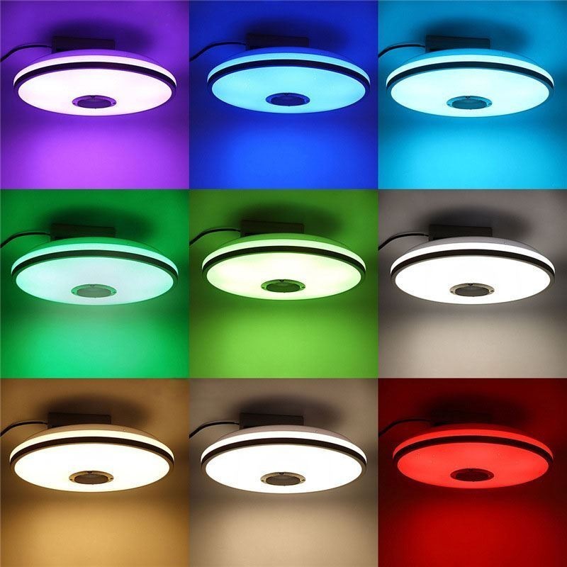 Plafonnier encastré coloré avec fonction de synchronisation du haut-parleur musical Bluetooth