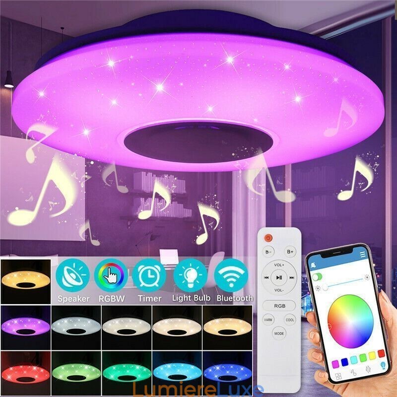 Lampe décorative encastrée avec télécommande et haut-parleur musical Bluetooth