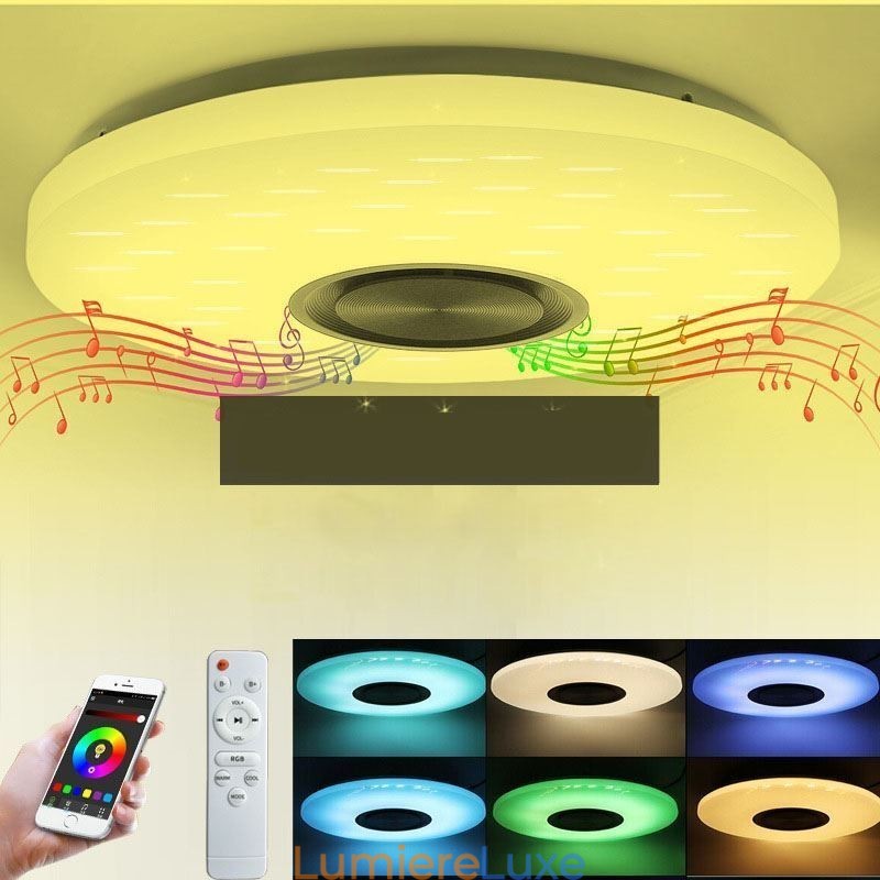 Lampe décorative encastrée avec télécommande et haut-parleur musical Bluetooth